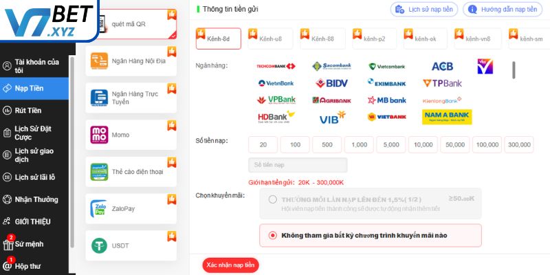 Nạp Tiền V7Bet - Hướng Dẫn Chi Tiết, An Toàn Và Tiện Lợi 1 Quy định nạp tiền vào tài khoản V7Bet